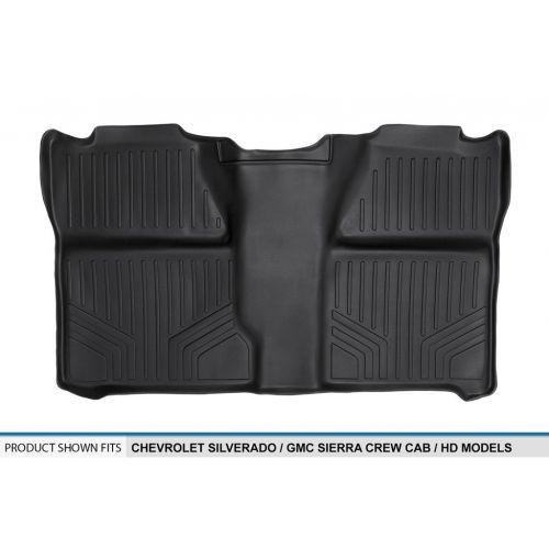  MAXLINER Floor Mats 2nd Row Liner Black for 2007-2013 Silverado/Sierra 1500 Crew Cab - 2007-2014 Silverado/Sierra 2500/3500 HD Crew Cab