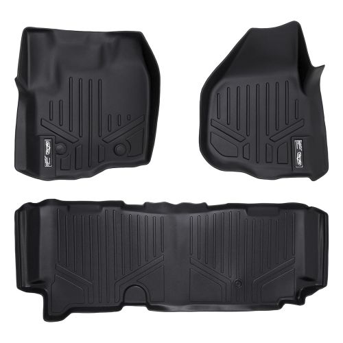  MAXLINER Floor Mats 2 Row Liner Set Black for 2012-2016 Ford F-250/F-350 Super Duty SuperCab with Raised Drivers Side Pedal