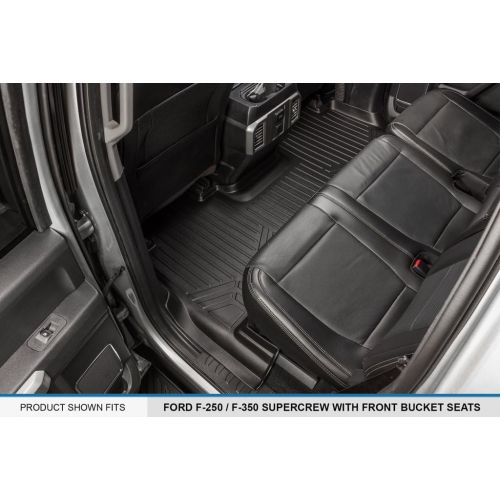  MAXLINER Floor Mats 2nd Row Liner Black for 2017-2019 Ford F-250 / F-350 Super Duty Crew Cab with 1st Row Bucket Seats