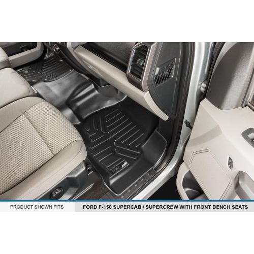  MAXLINER Floor Mats 1st Row 1 Piece Liner Black for 2015-2018 Ford F-150 SuperCab or SuperCrew Cab with 1st Row Bench Seat