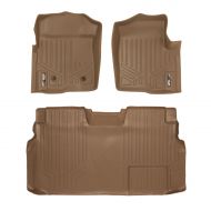 MAX LINER SMARTLINER Floor Mats 2 Row Liner Set Tan for 2011-2014 Ford F-150 SuperCrew Cab