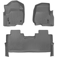 MAXLINER Floor Mats 2 Row Liner Set Grey for 2017-2018 Ford F-250/F-350 Super Duty Crew Cab with 1st Row Bucket Seats