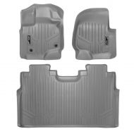 MAX LINER A2167/B2167 Gray Custom Fit Floor Mats 2 Liner Set Grey for 2015-2019 Ford F-150 SuperCrew Cab with 1st Row Bucket Seats
