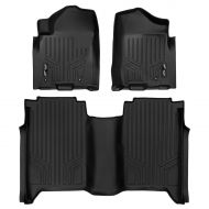 MAX LINER SMARTLINER Floor Mats 2 Row Liner Set Black for 2008-2015 Nissan Titan Crew Cab (4 Full Size Doors)