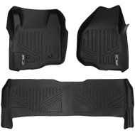 MAXLINER Floor Mats 2 Row Liner Set Black for 2011-2012 Ford F-250 / F-350 / F-450 / F-550 Super Duty Crew Cab with Depressed Drivers Side Pedal