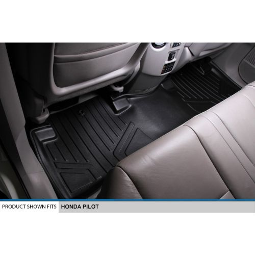  MAX LINER SMARTLINER Floor Mats 3 Rows and Cargo Liner Behind 2nd Row Set Black for 2009-2015 Honda Pilot