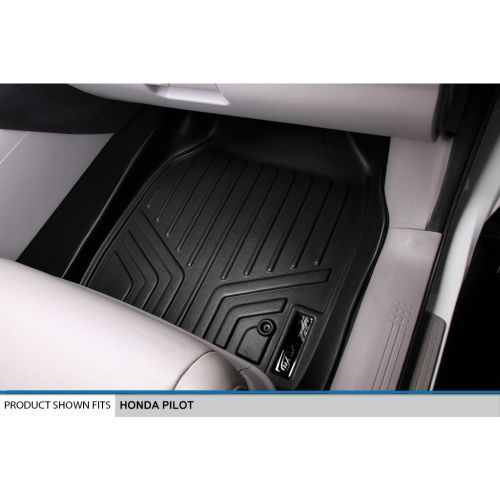  MAX LINER SMARTLINER Floor Mats 3 Rows and Cargo Liner Behind 2nd Row Set Black for 2009-2015 Honda Pilot