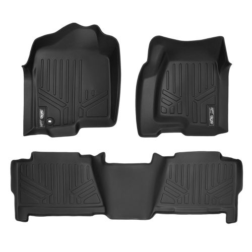  MAX LINER SMARTLINER Floor Mats Liner Set Black for 1999-2007 Silverado/Sierra 1500/2500/3500 Crew Cab / 2000-2006 Cadillac/Suburban/Yukon XL/Avalanche