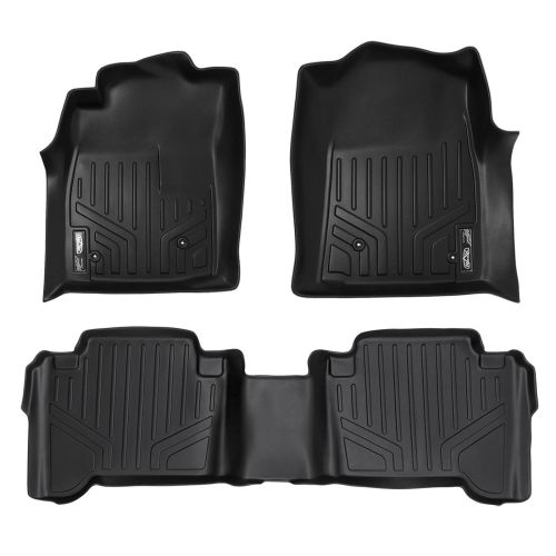  MAX LINER SMARTLINER Floor Mats 2 Row Liner Set Black for 2005-2011 Toyota Tacoma Double Cab (No Manuals)