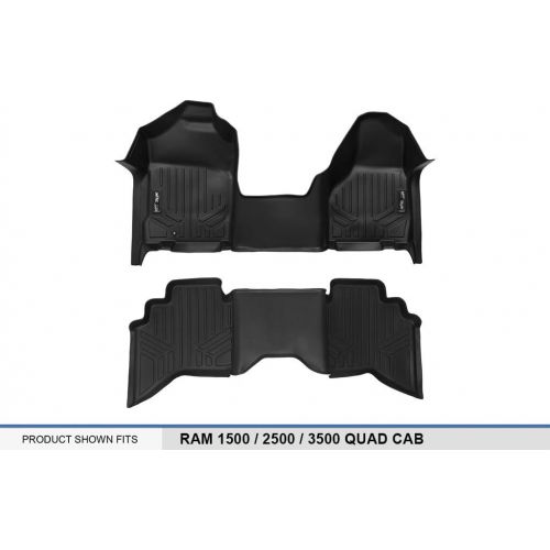  MAXLINER Floor Mats 1st Row 1 Piece and 2nd Row Liner Set Black for 2002-2008 Ram 1500/2003-2009 Ram 2500/3500 Quad Cab: Automotive