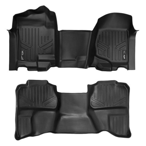  MAX LINER MAXLINER Floor Mats 2 Row Liner Set Black for 2007-2013 Silverado/Sierra 1500/2500/3500 Extended Cab