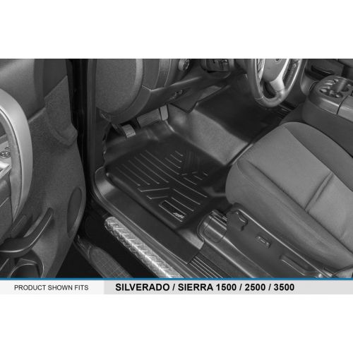  MAX LINER MAXLINER Floor Mats 2 Row Liner Set Black for 2007-2013 Silverado/Sierra 1500/2500/3500 Extended Cab