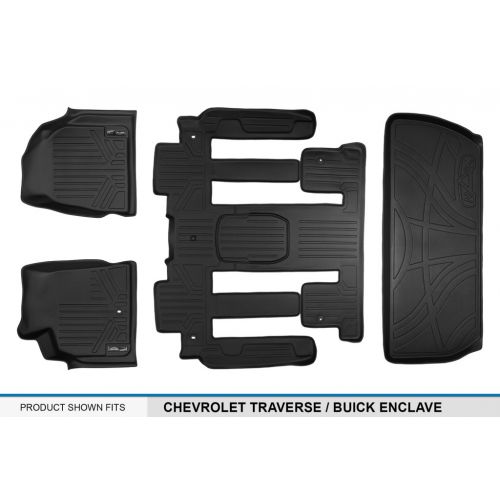  MAXLINER Floor Mats 3 Rows and Cargo Liner Behind 3rd Row Set Black for Traverse/Enclave with 2nd Row Bucket Seats: Automotive