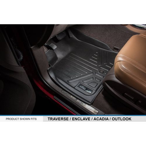  MAXLINER Floor Mats 3 Rows and Cargo Liner Behind 3rd Row Set Black for Traverse/Enclave with 2nd Row Bucket Seats: Automotive