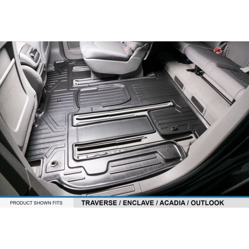  MAXLINER Floor Mats 3 Rows and Cargo Liner Behind 3rd Row Set Black for Traverse/Enclave with 2nd Row Bucket Seats: Automotive