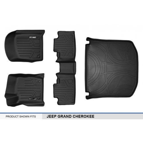  MAXLINER Floor Mats 2 Rows and Cargo Liner Set Black for 2016-2018 Jeep Grand Cherokee