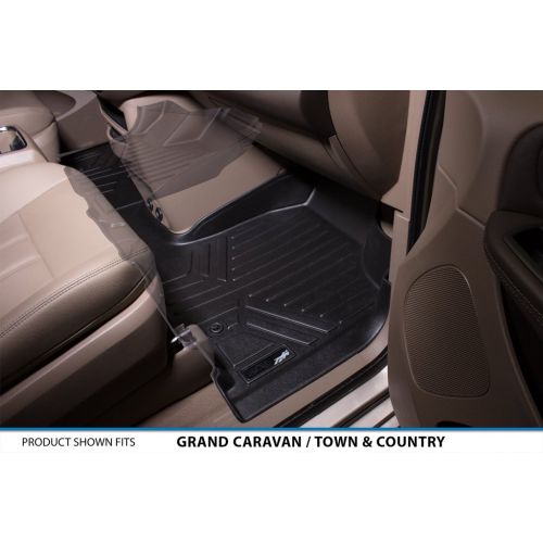  MAX LINER SMARTLINER Floor Mats 3 Row Liner Set Black for 2008-2018 Dodge Grand Caravan/Chrysler Town & Country (Stown Go Only)