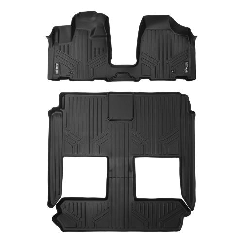  MAX LINER SMARTLINER Floor Mats 3 Row Liner Set Black for 2008-2018 Dodge Grand Caravan/Chrysler Town & Country (Stown Go Only)