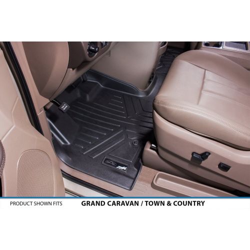  MAX LINER SMARTLINER Floor Mats 3 Row Liner Set Black for 2008-2018 Dodge Grand Caravan/Chrysler Town & Country (Stown Go Only)