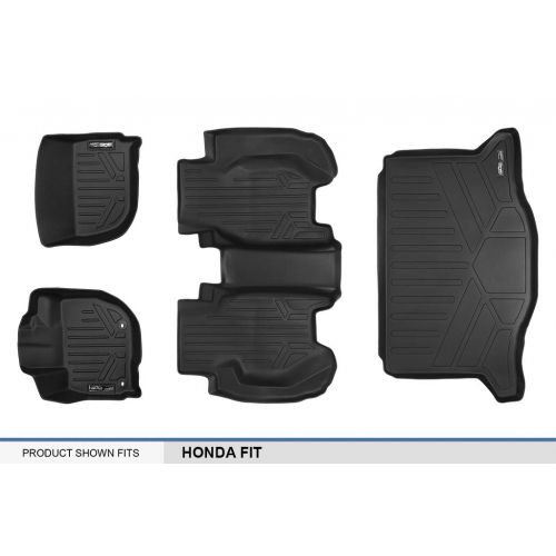  MAX LINER SMARTLINER Floor Mats 2 Rows and Cargo Liner Set Black for 2015-2019 Honda Fit