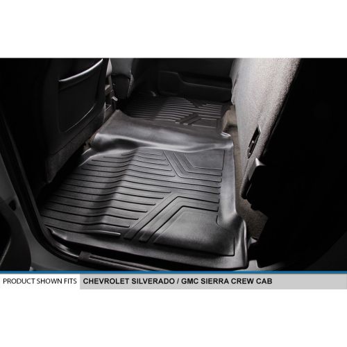  MAXLINER Floor Mats 2nd Row Liner Black for Crew Cab 2014-2018 Silverado/Sierra 1500 - 2015-2019 2500/3500 HD