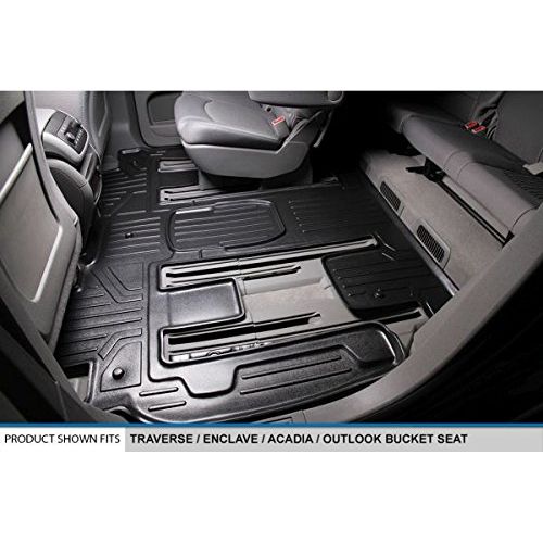  MAX LINER SMARTLINER Floor Mats 2nd and 3rd Row Liner Black for Traverse/Enclave / Acadia/Outlook (with 2nd Row Bucket Seats)
