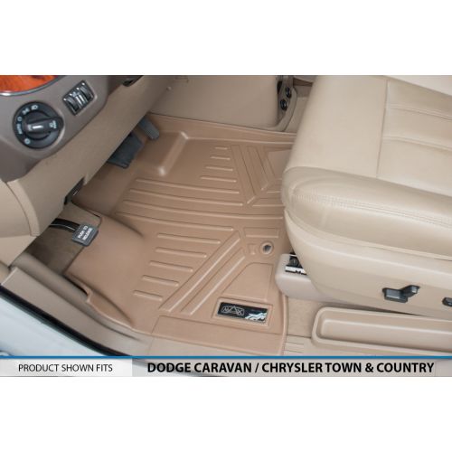  MAX LINER MAXFLOORMAT Floor Mats for Dodge Caravan/Chrysler Town & Country (2009-2015) (3 Row Set) (Tan)