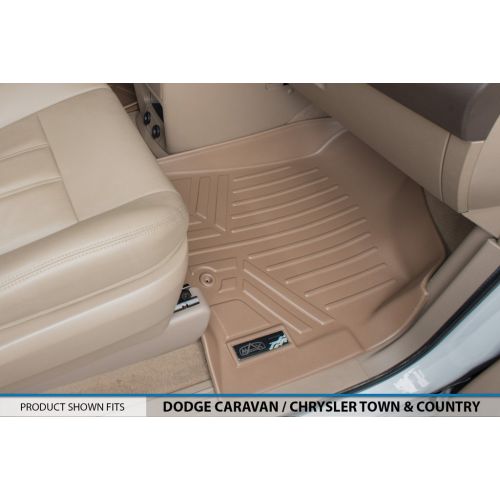  MAX LINER MAXFLOORMAT Floor Mats for Dodge Caravan/Chrysler Town & Country (2009-2015) (3 Row Set) (Tan)