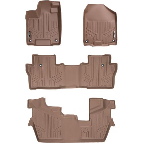  MAXLINER Floor Mats 3 Row Liner Set Tan for 2016-2018 Honda Pilot (No Elite Models)