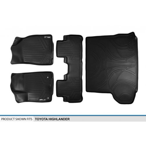  MAX LINER SMARTLINER Floor Mats 2 Rows and Cargo Liner Behind 2nd Row Set Black for 2014-2018 Toyota Highlander