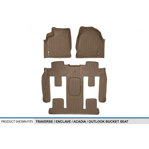  MAX LINER MAXFLOORMAT Floor Mats for Traverse/Enclave / Acadia/Outlook Bucket Seat Complete Set (Tan) 2007 2008 2009 2010 2011 2012 2013 2014 2015