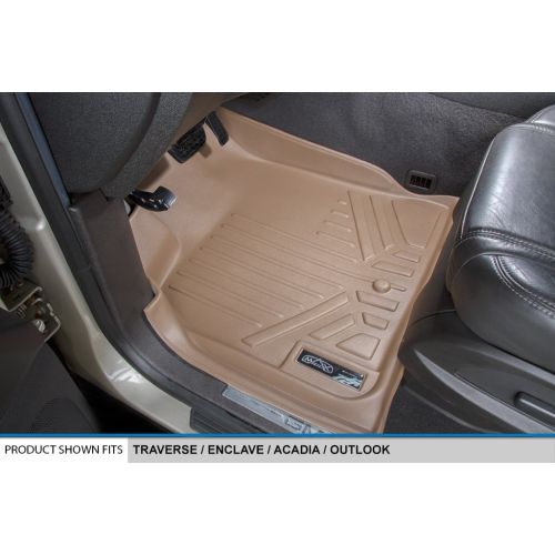  MAX LINER MAXFLOORMAT Floor Mats for Traverse/Enclave / Acadia/Outlook Bucket Seat Complete Set (Tan) 2007 2008 2009 2010 2011 2012 2013 2014 2015