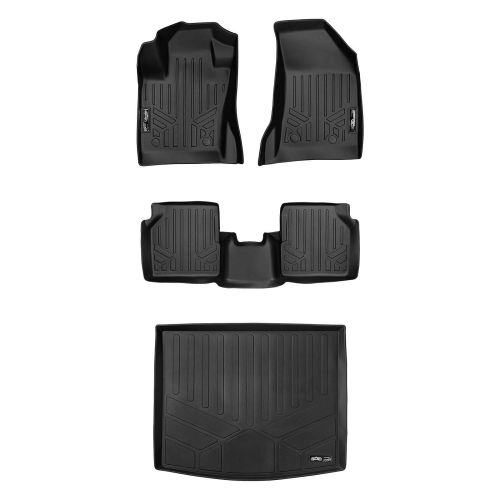  MAX LINER SMARTLINER Floor Mats 2 Rows and Cargo Liner Set Black for 2017-2018 Jeep Compass with 1st Row Dual Driver Side Floor Hooks (New Body Style Only)