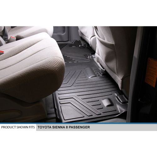  MAX LINER SMARTLINER Floor Mats 3 Rows and Cargo Liner Behind 3rd Row Set Black for 2013-2018 Toyota Sienna 8 Passenger Model