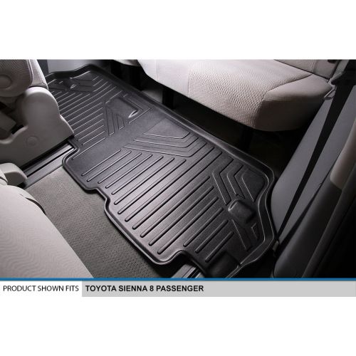  MAX LINER SMARTLINER Floor Mats 3 Rows and Cargo Liner Behind 3rd Row Set Black for 2013-2018 Toyota Sienna 8 Passenger Model