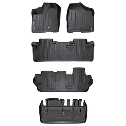  MAX LINER SMARTLINER Floor Mats 3 Rows and Cargo Liner Behind 3rd Row Set Black for 2013-2018 Toyota Sienna 8 Passenger Model