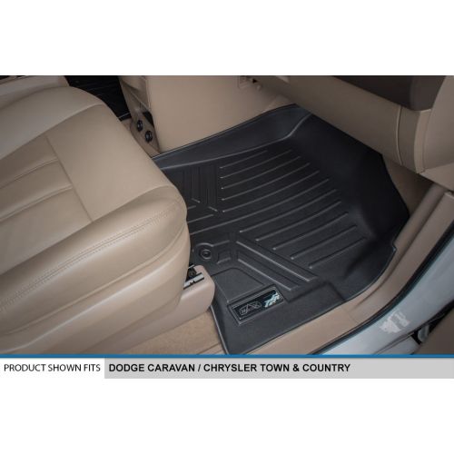  MAX LINER SMARTLINER Floor Mats 3 Rows and Cargo Liner Behind 3rd Row Set Black for 2008-2018 Caravan/Town & Country (Stown Go Only)