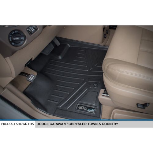  MAX LINER SMARTLINER Floor Mats 3 Rows and Cargo Liner Behind 3rd Row Set Black for 2008-2018 Caravan/Town & Country (Stown Go Only)