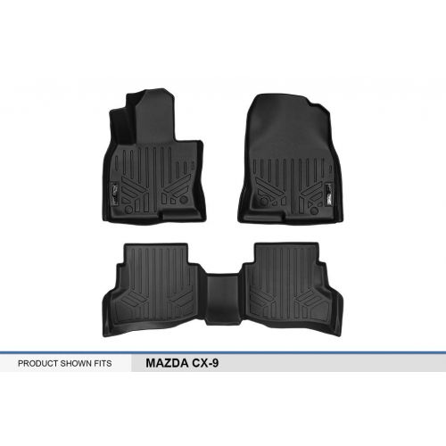  MAX LINER SMARTLINER Floor Mats 2 Row Liner Set Black for 2016-2018 Mazda CX-9