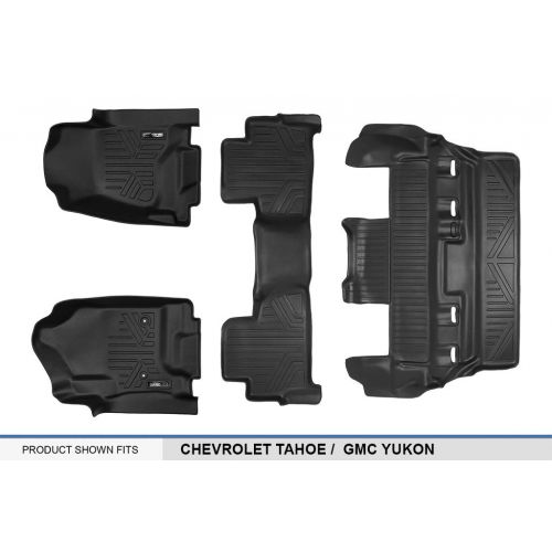  MAX LINER MAXFLOORMAT SMARTCOVERAGE Premium Floor Mats 3 Row Set Black for 2015-2018 Chevrolet Tahoe/GMC Yukon