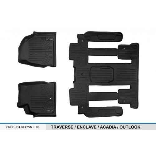  MAX LINER SMARTLINER Floor Mats 2 Row Liner Set Black for Traverse/Enclave/Acadia/Outlook (with 2nd Row Bucket Seats)