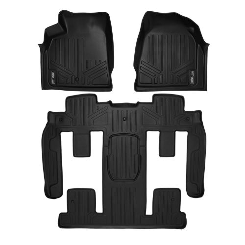  MAX LINER SMARTLINER Floor Mats 2 Row Liner Set Black for Traverse/Enclave/Acadia/Outlook (with 2nd Row Bucket Seats)