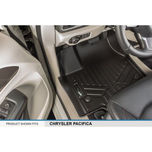  MAX LINER SMARTLINER Floor Mats 3 Rows and Cargo Liner Behind 3rd Row Set Black for 2017-2018 Chrysler Pacifica 8 Passenger Model Only (No Hybrid Models)