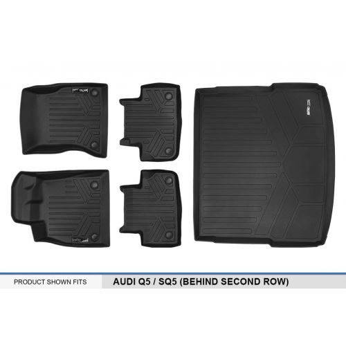  MAX LINER SMARTLINER Floor Mats 2 Rows and Cargo Liner Behind 2nd Row Set Black for 2018 Audi Q5 / SQ5