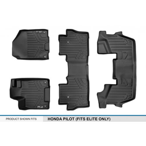  MAX LINER SMARTLINER Floor Mats 3 Row Liner Set Black for 2016-2018 Honda Pilot Elite Model Only