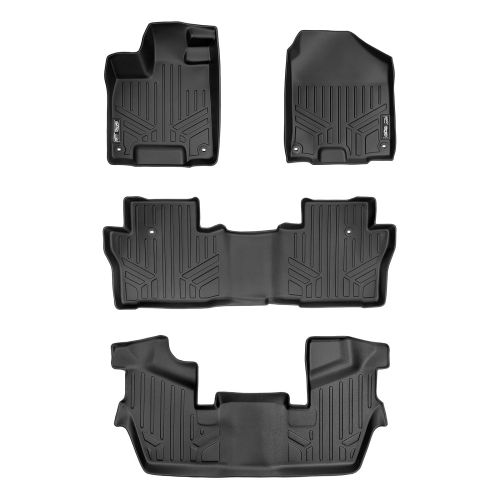  MAX LINER SMARTLINER Floor Mats 3 Row Liner Set Black for 2016-2018 Honda Pilot Elite Model Only