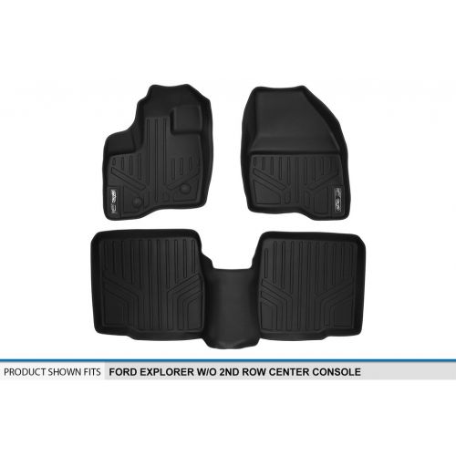  MAX LINER SMARTLINER Floor Mats 2 Row Liner Set Black for 2011-2014 Ford Explorer without 2nd Row Center Console