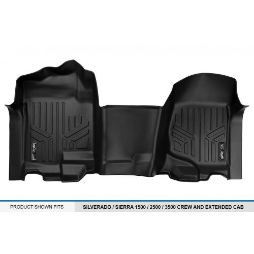  MAX LINER SMARTLINER Floor Mats 1st Row Liner Set Black for 2007-2013 Silverado/Sierra 1500-2007-2014 Silverado/Sierra 2500/3500 HD Crew or Extended Cab