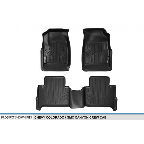  MAX LINER SMARTLINER Floor Mats 2 Row Liner Set Black for 2015-2018 Chevy Colorado Crew Cab/GMC Canyon Crew Cab