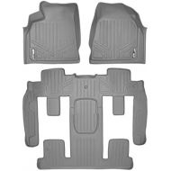 MAXLINER Floor Mats 3 Row Liner Set Grey for Traverse/Enclave/Acadia/Outlook with 2nd Row Bucket Seats